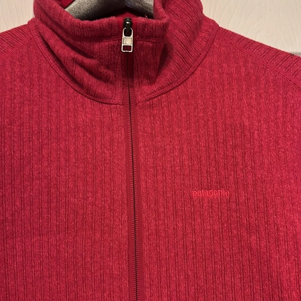 Patagonia Cables Better Sweater Full Zip Up Jacket Pink Ribbed Knit - Picture 2 of 6